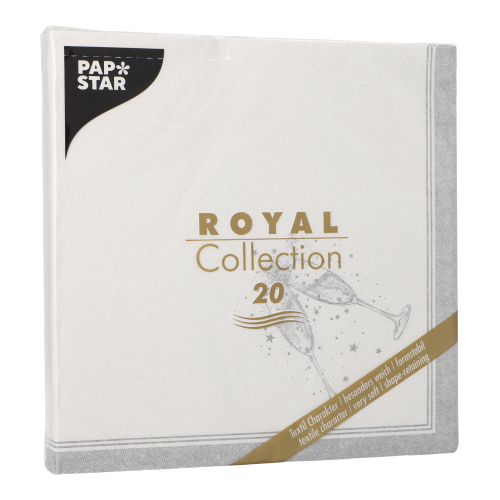 Servietten "ROYAL Collection" 1/4-Falz 40 cm x 40 cm silber "Festivities"