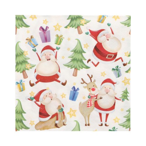 Servietten, 3-lagig 1/4-Falz 33 cm x 33 cm "Happy Santa"