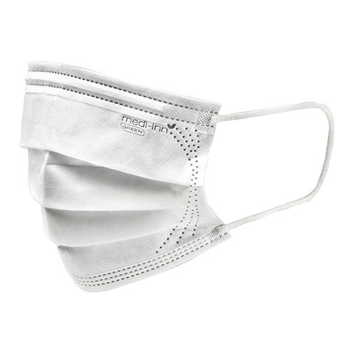 "Medi-Inn GREEN" Mundschutz Type IIR 3-lagig 9,5 cm x 17,5 cm weiss 3-lagig, biologisch abbaubar