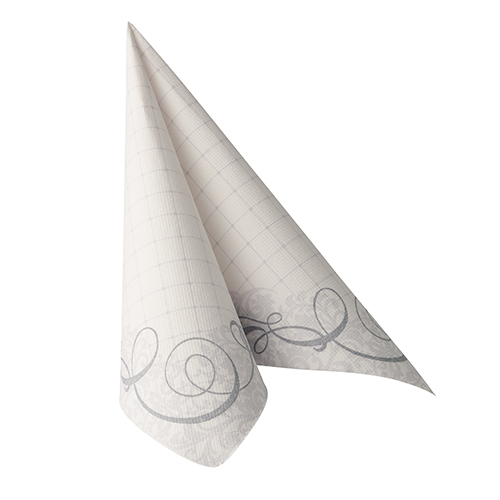 Servietten "ROYAL Collection" 1/4-Falz 40 cm x 40 cm silber "Megan"