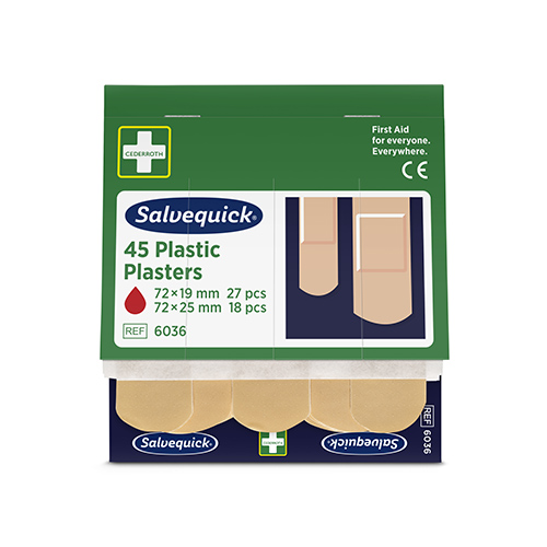Set "Cederroth" Salvequick Plastic Pflaster (45 Stück) braun , wasserabweisend, Refill
