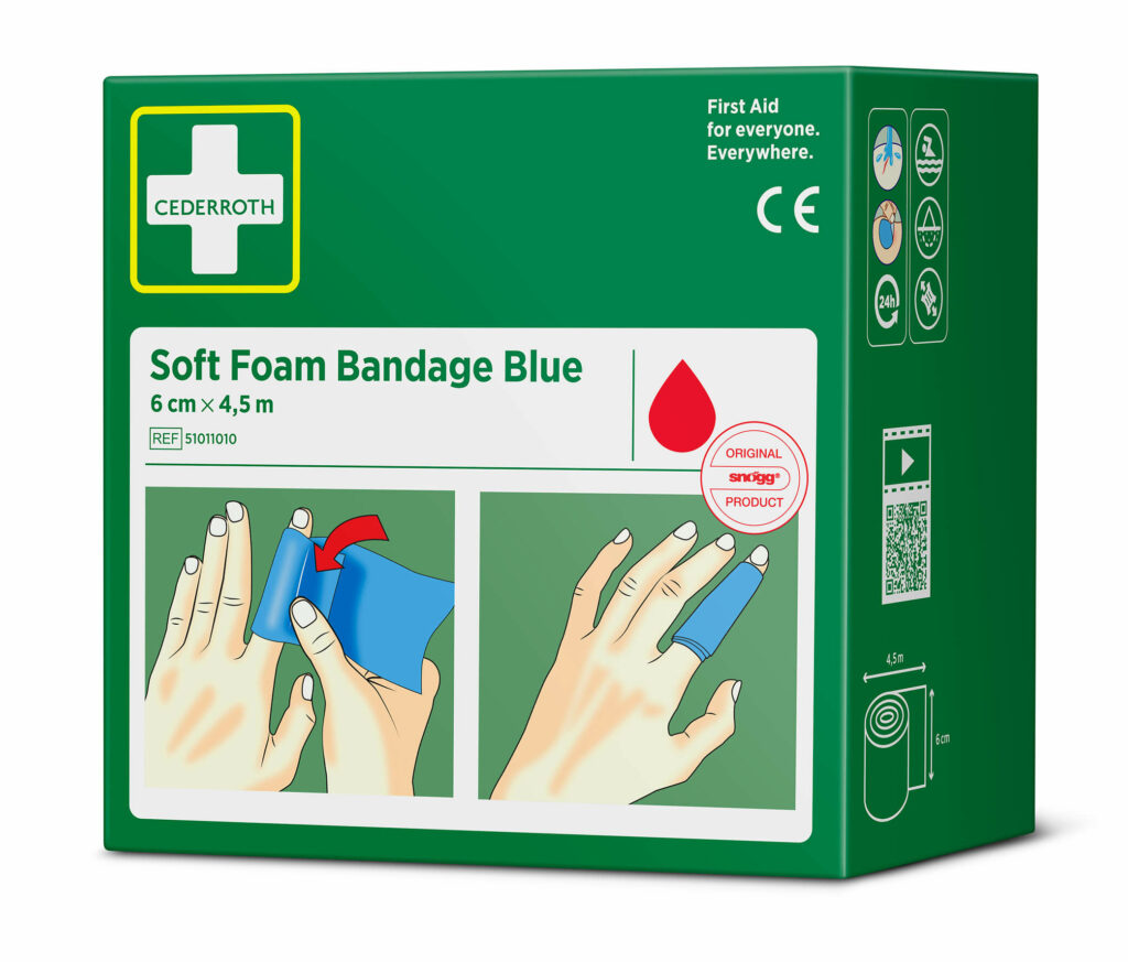 "Cederroth" Soft Foam Bandage 4,5 m x 6 cm blau , Refill