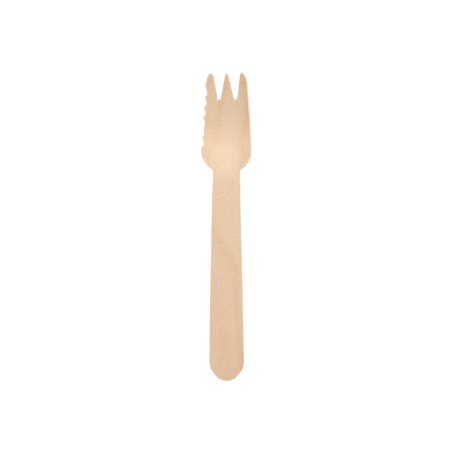 Kuchen- und Snackgabeln, Holz "pure" 14 cm mit einseitig gezacktem Rand