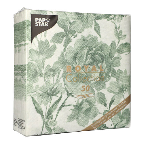 Servietten "ROYAL Collection" 1/4-Falz 40 cm x 40 cm dunkelgrün "Rose"