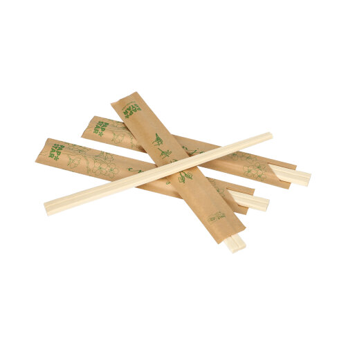 Paar Essstäbchen Holz "ASIA" 21 cm einzeln gehüllt