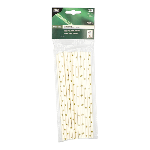 Trinkhalme, Papier Ø 6 mm · 20 cm "Stars"