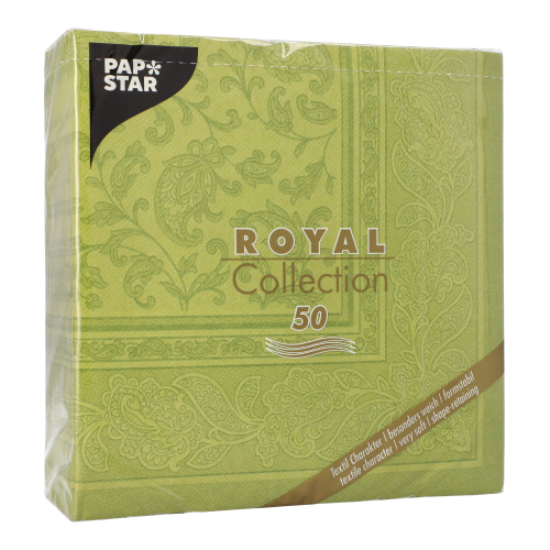 Servietten "ROYAL Collection" 1/4-Falz 40 cm x 40 cm olivgrün "Ornaments"