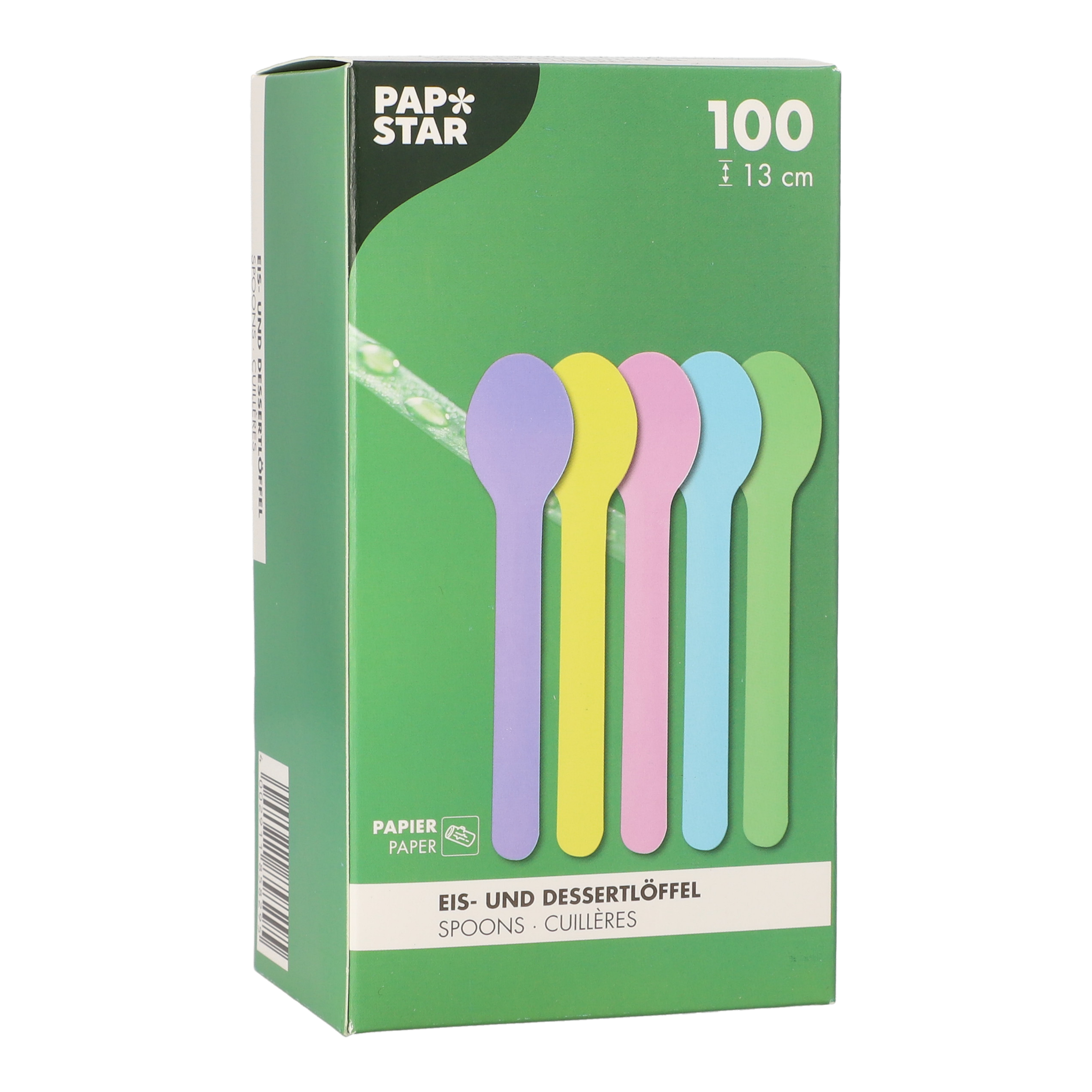 Eis- und Dessertlöffel Papier 13 cm farbig sortiert