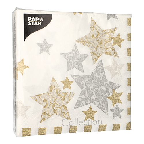 Servietten, 3-lagig 1/4-Falz 40 cm x 40 cm "Stardust"