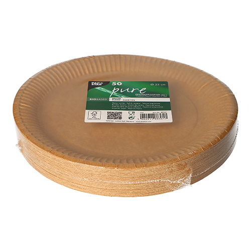 Teller, Pappe "pure" rund Ø 23 cm braun