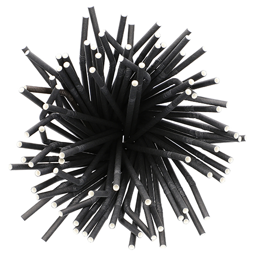 Trinkhalme, Papier Ø 6 mm · 22 cm schwarz flexibel