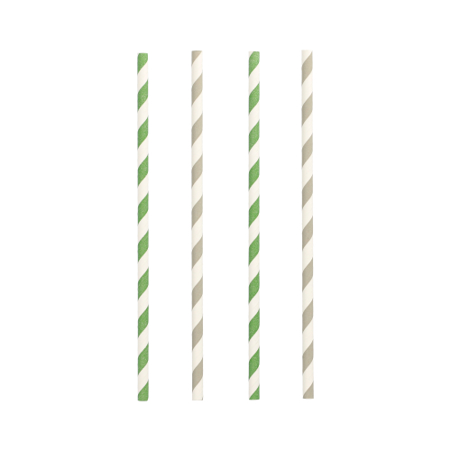 Trinkhalme, Papier Ø 6 mm · 20 cm farbig sortiert "Stripes"