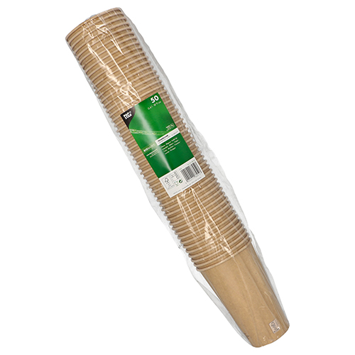 Trinkbecher, Pappe 0,4 l Ø 9 cm · 13,9 cm braun