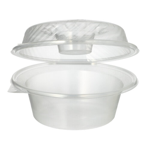 Feinkost- und Salatschalen mit Klappdeckel PP rund 1400 ml 11,4 cm x 22 cm x 21,5 cm transparent mit Dipfach