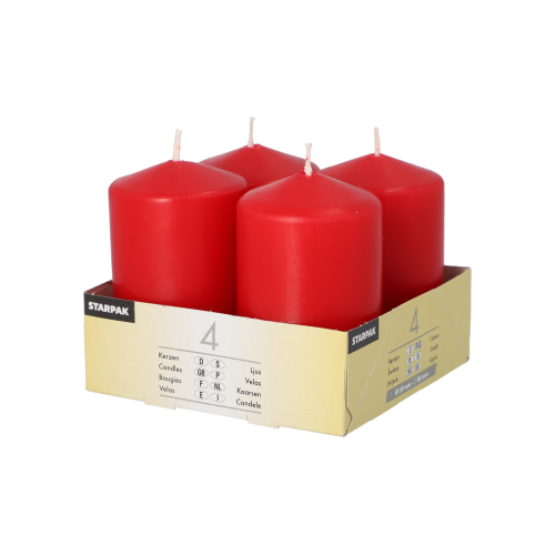 Stumpenkerzen Ø 50 mm · 80 mm rot