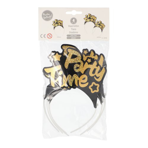 Haarreifen schwarz/gold ""Party Time" "Metallic""