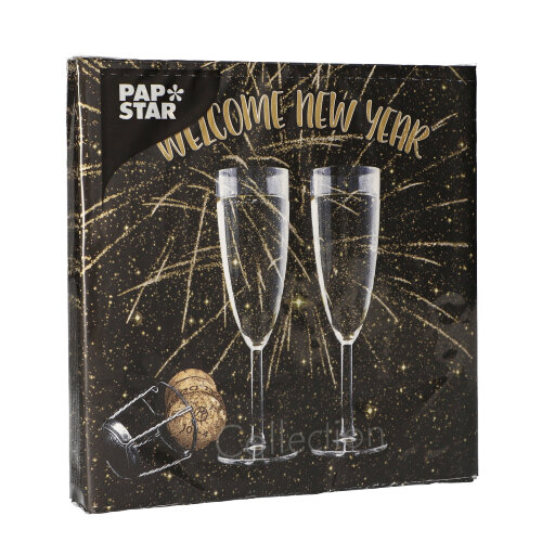Servietten, 3-lagig 1/4-Falz 33 cm x 33 cm "Welcome New Year"