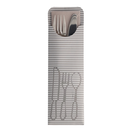 Bestecktaschen 23,5 cm x 7,3 cm grau inkl. farbiger Serviette