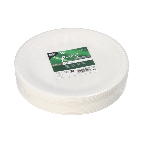 Teller, Pappe "pure" rund Ø 23 cm weiss