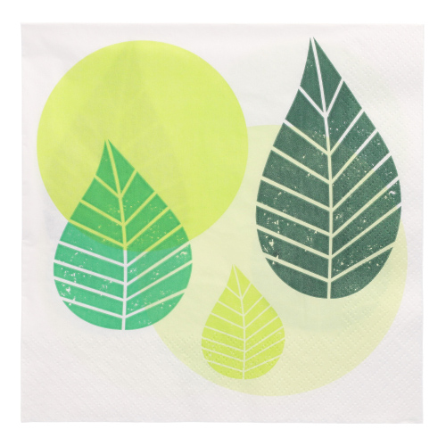 Servietten, 3-lagig 1/4-Falz 40 cm x 40 cm grün "Graphic Leaves"