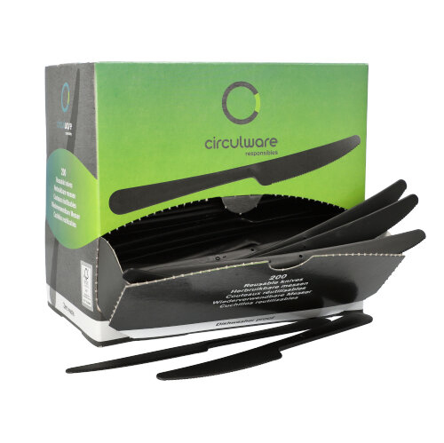 "Circulware by Haval" Mehrweg-Messer PP-MF 19,7 cm schwarz "Gaia" extra stabil, in Spenderbox