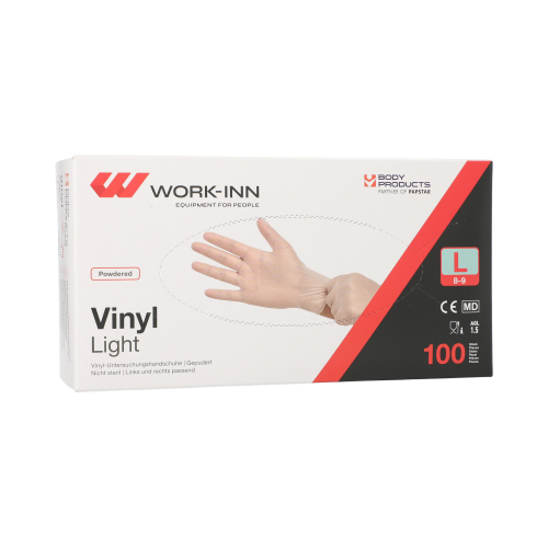 "WORK-INN" Handschuhe, Vinyl gepudert "Light" transparent Größe: L