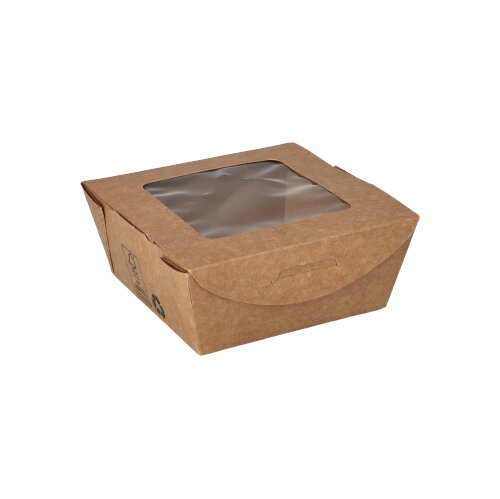 Feinkostboxen Pappe "pure" eckig 350 ml 4,5 cm x 9 cm x 9 cm braun "100% Fair"