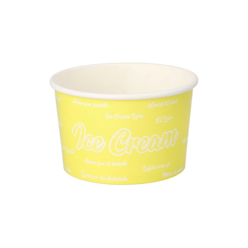 Eisbecher, Pappe 200 ml Ø 9,5 cm · 6 cm gelb "Icelove"