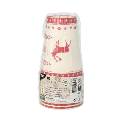 Trinkbecher, Pappe 0,2 l Ø 7 cm · 9,7 cm rot "Rennes"