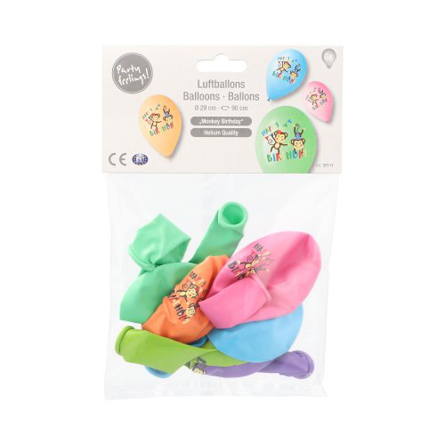 Luftballons Ø 29 cm farbig sortiert "Monkey Birthday"