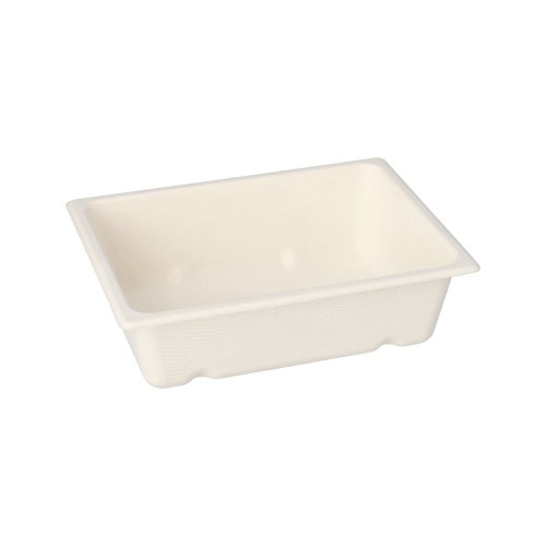 Gastronorm-Behälter GN 1/8 Zuckerrohr, PLA beschichtet eckig 4,7 cm x 16,5 cm x 12,3 cm weiss