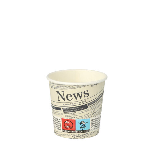 Trinkbecher, Pappe "To Go" 0,1 l Ø 6,3 cm · 6 cm weiss "Newsprint"