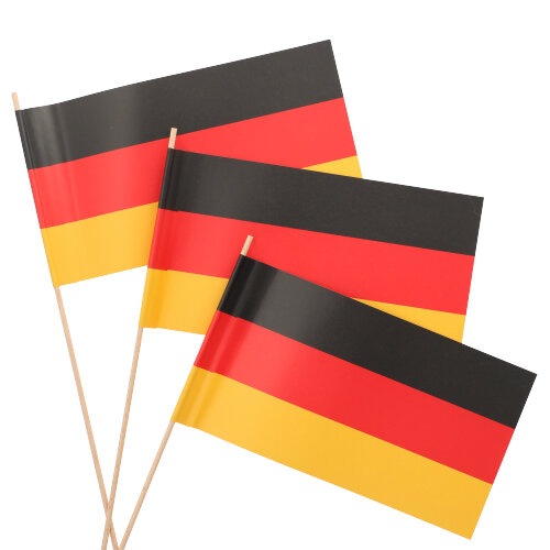 Flaggen, Papier 12 cm x 22 cm "Deutschland" mit Stiel 38,5 cm lang