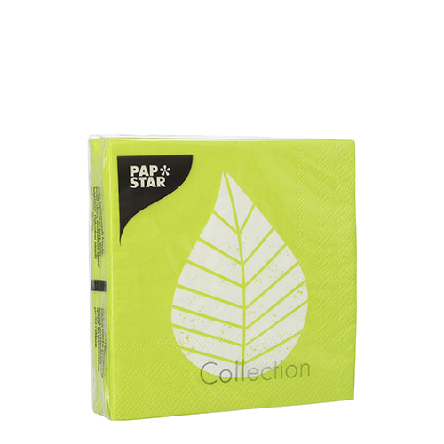 Servietten, 3-lagig 1/4-Falz 25 cm x 25 cm grün "Graphic Leaves"