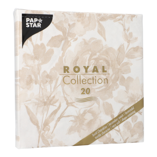 Servietten "ROYAL Collection" 1/4-Falz 40 cm x 40 cm sand "Rose"
