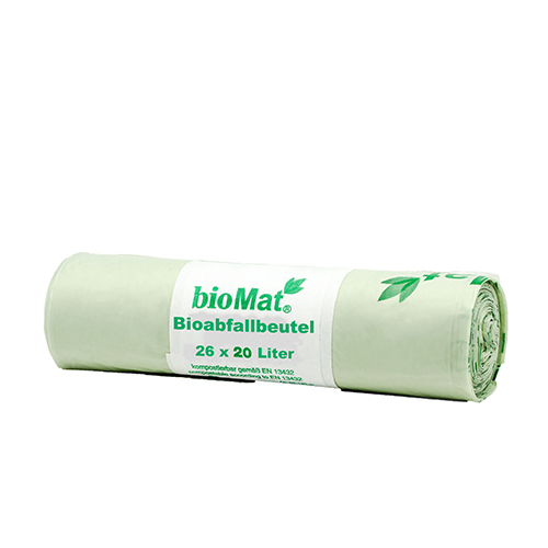 "bioMat" Kompostbeutel auf Stärkebasis 20 l 56 cm x 44 cm mit Tragegriff, 17 my