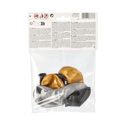 Luftballons Ø 25 cm schwarz/gold/silber