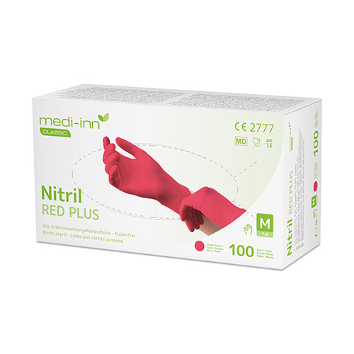"Medi-Inn Classic" Handschuhe, Nitril puderfrei rot "Red Plus" Größe: L