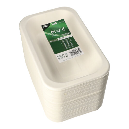 Siegelschalen Zuckerrohr 750 ml 4,2 cm x 15 cm x 24 cm weiss