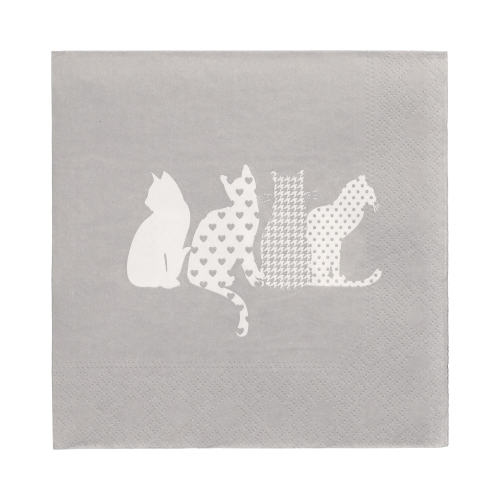 Servietten, 3-lagig 1/4-Falz 33 cm x 33 cm "Cats"