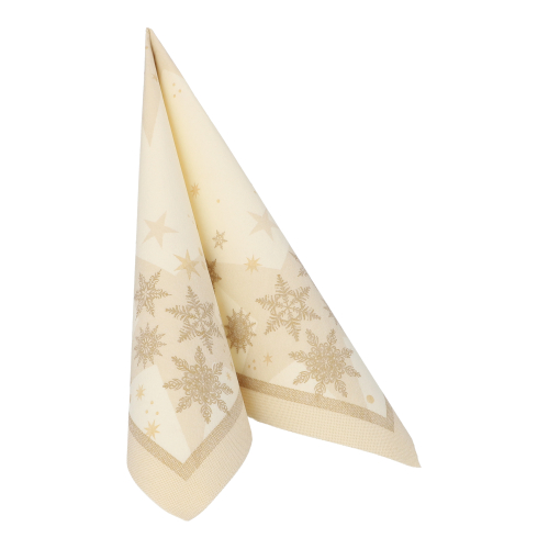 Servietten "ROYAL Collection" 1/4-Falz 40 cm x 40 cm champagner "Stars and Snowflakes"