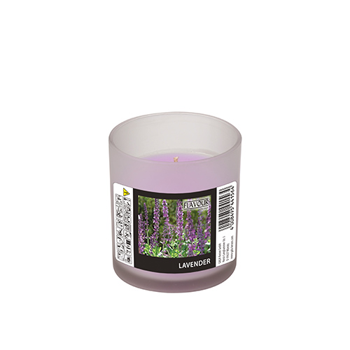 "GALA" Duftkerze im Glas Ø 70 mm · 77 mm violett - Lavender "Indro"