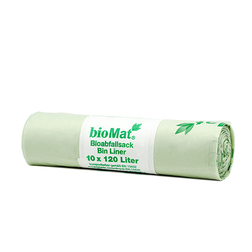 "bioMat" Kompostbeutel auf Stärkebasis 120 l 130 cm x 88 cm ohne Tragegriff, 16 my