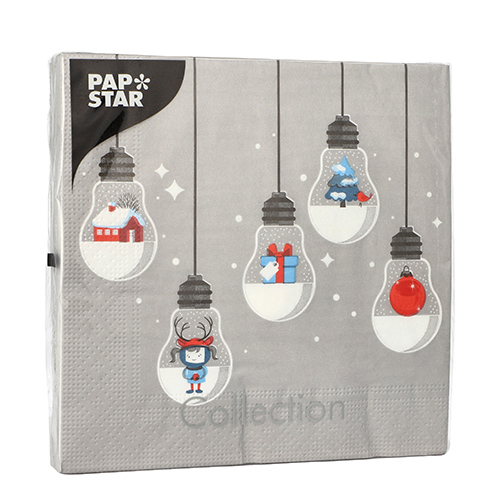 Servietten, 3-lagig 1/4-Falz 33 cm x 33 cm grau "Lighting"