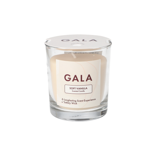 "GALA" Duftkerze im Glas Ø 70 mm · 77 mm creme - Soft Vanilla "Mini Nutella"
