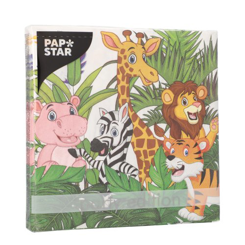 Servietten, 3-lagig 1/4-Falz 33 cm x 33 cm "Jungle"