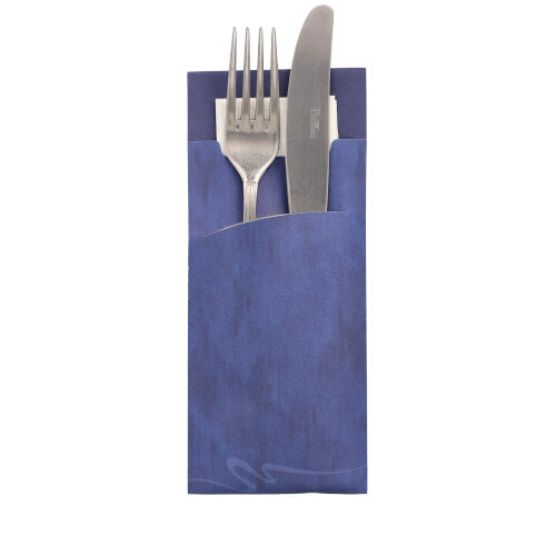 Bestecktaschen 20 cm x 8,5 cm blau inkl. weißer Serviette