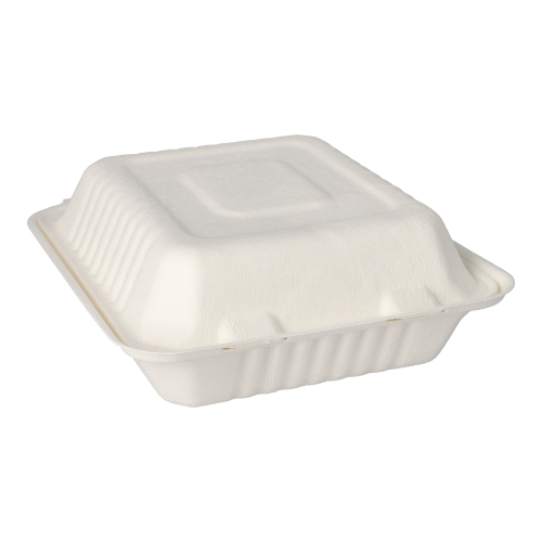 Menüboxen, Zuckerrohr "pure" 3-geteilt 7,7 cm x 20 cm x 22 cm weiss