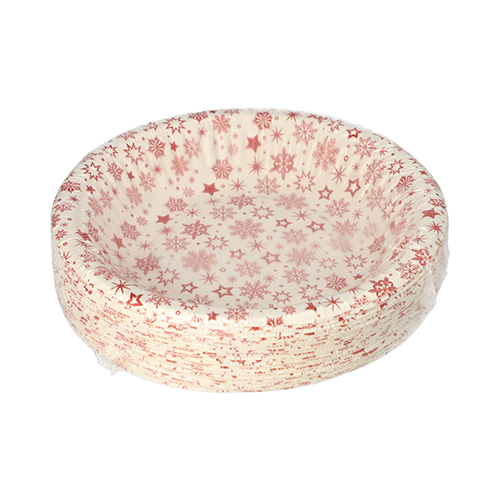 Schalen, Pappe rund Ø 19 cm · 3 cm weiss "Snöflinga"