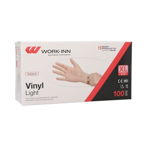 "WORK-INN" Handschuhe, Vinyl gepudert "Light" transparent Größe: XL